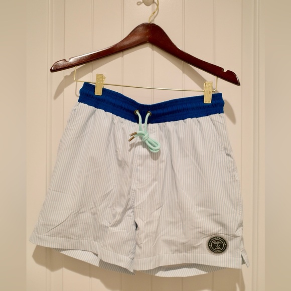 Voller Swimwear Board Shorts - Blue Stripes - S/M - Picture 1 of 6